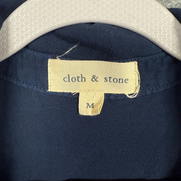 Cloth & Stone Medium Drawstring Romper Button Up Tunic Shirt Black Long Sleeves - Picture 5 of 8